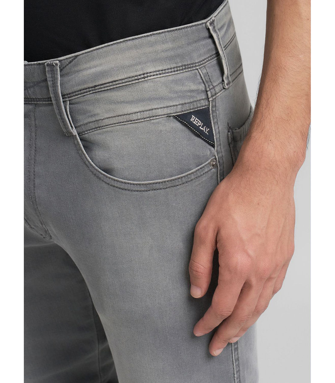 スリムフィットANBASS ブラックパワーストレッチデニム 詳細画像 グレー 5